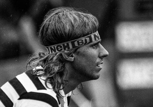 Bastad 1980-06-09 Björn Borg spelar en match i Davis Cup-tennisen mellan Sverige och Italien i Bastad Bastad Sverige x4x