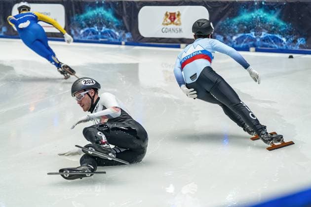 Bilder des Jahres 2023, Sport 01 Januar Sport Themen der Woche KW02 GDANSK - The German Luca Loffler during 500 meters on day 1 of the European Short Track Speed skating, Eisschnelllauf Championships. ANP RONALD HOOGENDOORN xVIxANPxSportx xxANPxIVx
