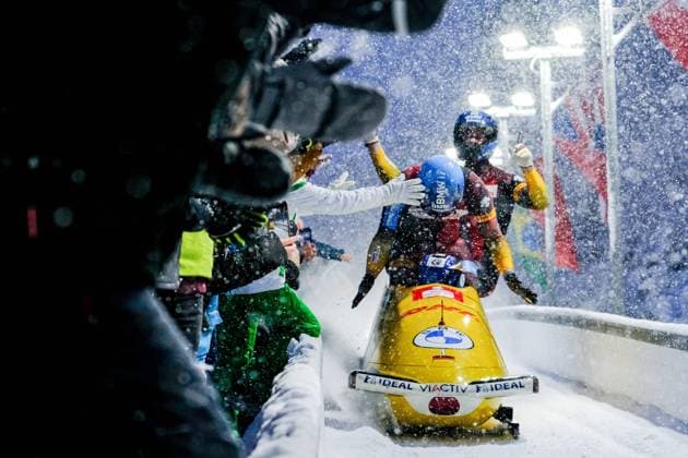 Bilder des Jahres 2023, Sport 01 Januar Sport Bilder des Tages IBSF Weltcup & EM Bob+Skeleton in Altenberg am 22.01.2023. Viererbob Herren. 2. Lauf. Team Francesco Friedrich (GER).