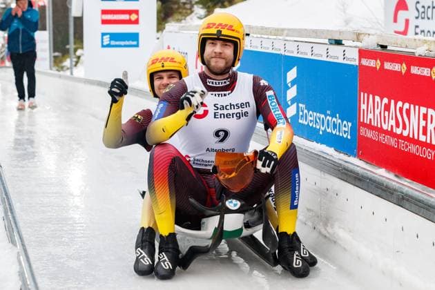 Bilder des Jahres 2023, Sport 02 Februar Sport Themen der Woche KW05 Sport Bilder des Tages Robin Geueke mit David Gamm (GER, Deutschland), 2 3 2023, Altenberg (Deutschland), Eberspaecher Luge World Cup Altenberg