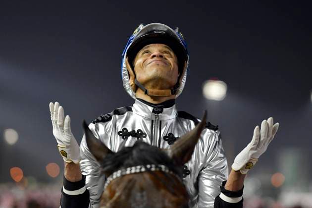 Bilder des Jahres 2023, Sport 02 Februar Sport Themen der Woche KW08 Sport Bilder des Tages 25.02.2023, Riad, Riyadh, SAU - Portrait of jockey Luis Morales after winning the Saudi Derby Cup. King Abdulaziz racecourse. (Jockey, Morales, Sieg, Portrait, Portraet) 230225C942RIAD.JPG