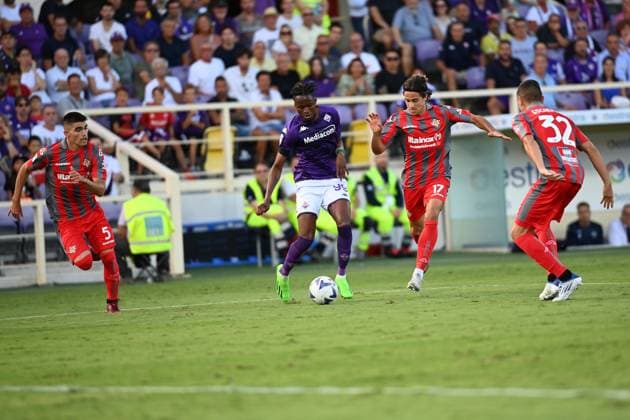 italian soccer Serie A match - ACF Fiorentina vs US Cremonese Kouame (ACF Fiorentina) in action during ACF Fiorentina vs US Cremonese, italian soccer Serie A match in Florence, Italy, August 14 2022 Florence Artemio Franchi stadium Italy Copyright: xGianlucaxRiccix xLiveMediax LPS_655623