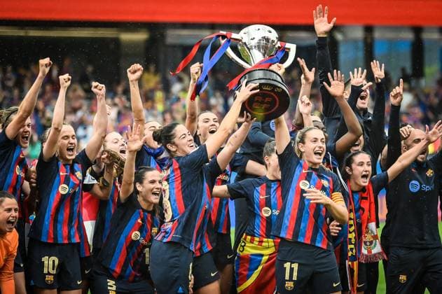 Bilder des Jahres 2023, Sport 04 April Sport Themen der Woche KW17 Sport Bilder des Tages Alexia Putellas FC Barcelona, Barca Fem) Marta Torrejon (FC Barcelona Fem) during a Liga F match between FC Barcelona Femeni and Sporting Club de Huelva at Estadi Johan Cruyff, in Barcelona, Spain on April 30, 2023. (Photo Felipe Mondino) Copyright: x@FELIPExMONDINOx