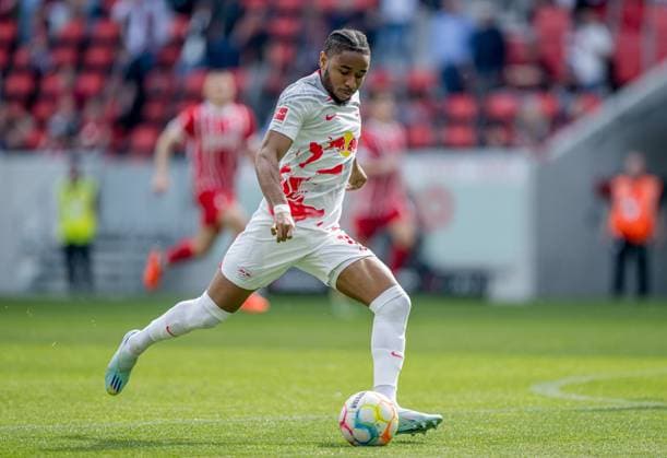 Leipzigs Christopher Nkunku. Fussball 1. Bundesliga, 31. Spieltag: SC Freiburg - RB Leipzig 0:1. 6. Mai 2023: Freiburg, Europa-Park Stadion. SC Freiburg - RB Leipzig 0:1