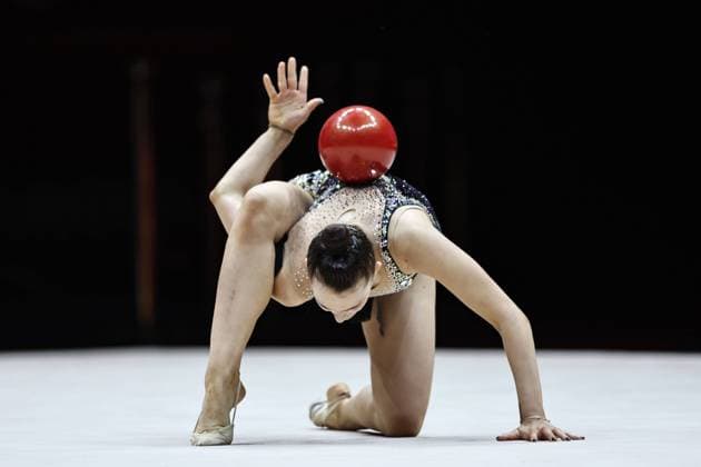 Bilder des Jahres 2023, Sport 05 Mai Sport Themen der Woche KW20 Margarita Kolosov, GER, during qualification at 2023 European Rhythmic gymnastics, Rhythmische Sportgymnastik, RSG championships in Baku; 17 05 2023;