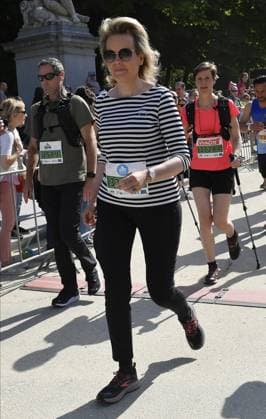 Queen Mathilde of Belgium pictured during the 43th edition of the 20 km door Brussel - 20 km de Bruxelles running event, Sunday 28 May 2023 in Brussels. JOHNxTHYS  x68046081x
