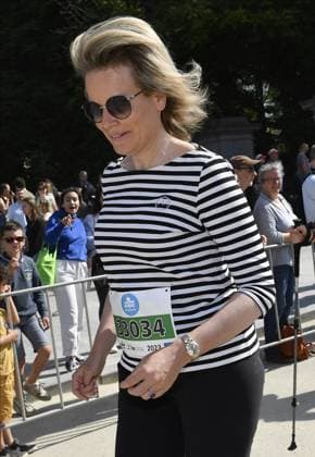 Queen Mathilde of Belgium pictured during the 43th edition of the 20 km door Brussel - 20 km de Bruxelles running event, Sunday 28 May 2023 in Brussels. JOHNxTHYS  x68046083x