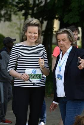 Queen Mathilde of Belgium pictured during the 43th edition of the 20 km door Brussel - 20 km de Bruxelles running event, Sunday 28 May 2023 in Brussels. JOHNxTHYS  x68049465x