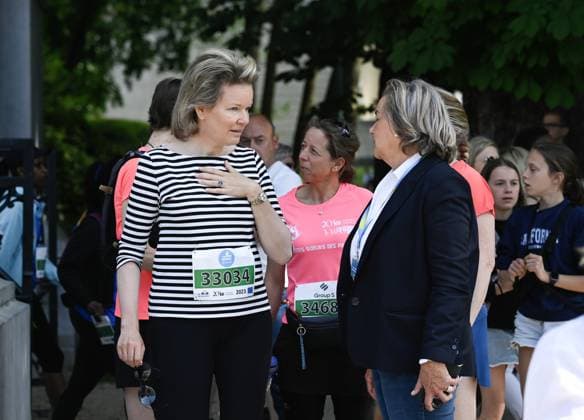 Queen Mathilde of Belgium pictured during the 43th edition of the 20 km door Brussel - 20 km de Bruxelles running event, Sunday 28 May 2023 in Brussels. JOHNxTHYS  x68049466x