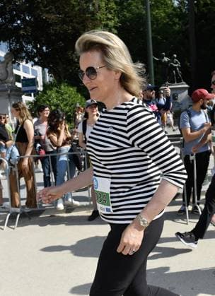Queen Mathilde of Belgium pictured during the 43th edition of the 20 km door Brussel - 20 km de Bruxelles running event, Sunday 28 May 2023 in Brussels. JOHNxTHYS  x68050013x