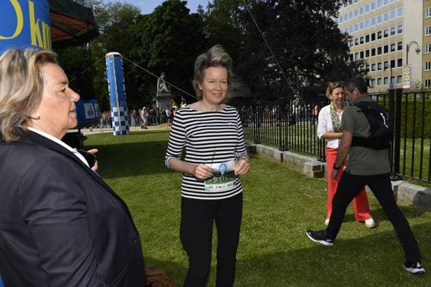 Queen Mathilde of Belgium pictured during the 43th edition of the 20 km door Brussel - 20 km de Bruxelles running event, Sunday 28 May 2023 in Brussels. JOHNxTHYS  x68050029x