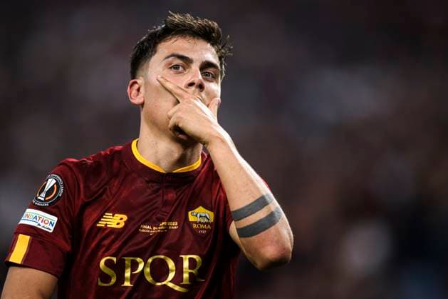 Sport Bilder des Tages Sevilla FC v AS Roma - UEFA Europa League Paulo Dybala of AS Roma celebrates after scoring a goal during the UEFA Europa League final football match between Sevilla FC and AS Roma. Budapest Hungary Copyright: xNicolòxCampox