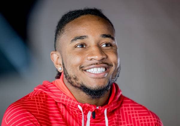 Leipzigs Christopher Nkunku beim Foto-Shooting. Spaziergang und Interview mit Christopher Nkunku. 25. Mai 2023: Leipzig, Red Bull Arena. Spaziergang und Interview mit Christopher Nkunku