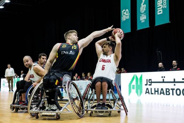 Bilder des Jahres 2023, Sport 06 Juni Sport Themen der Woche KW23 IWBF Rollstuhlbasketball Weltmeisterschaft Dubai 2022, Kanada - Deutschland, 10.06.2023 Alexander Budde (Deutschland, 15), Robert Hedges (Kanada, 6) IWBF Rollstuhlbasketball Weltmeisterschaft Dubai 2022, Kanada - Deutschland, Dubai, World Trade Center Copyright: xBEAUTIFULxSPORTS Wunderlx