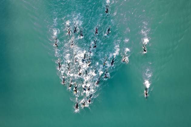 Bilder des Jahres 2023, Sport 06 Juni Sport Themen der Woche KW24 Sport Bilder des Tages 18.06.2023, Klagenfurt, AUT, Ironman Austria 2023, Start, im Bild Start Männer Elite Start men during the start of the Ironman Austria in Klagenfurt, Austria on 2023 06 18. Expa Klagenfurt