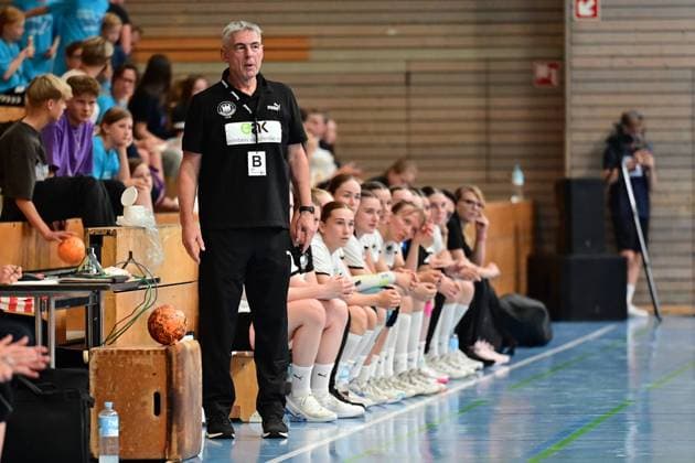 Handball I Juniorinnen I 27. Handball Days Lübeck I Nations-Cup I Deutschland wU17 - Schweiz wU18 I 14.07.2023 Gino Smits (Deutschland wU17) Lübeck Hansehalle Schleswig-Holstein Deutschland Copyright: xLobeca WolfxGebhardtx