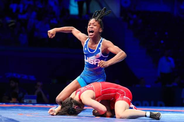 Bilder des Jahres 2023, Sport 08 August Sport Themen der Woche KW31 Wrestling U17, U 17 World Championships 2023 43kg WW - Mona EZAKA (JPN) vs. Morgan Nicole TURNER (USA)