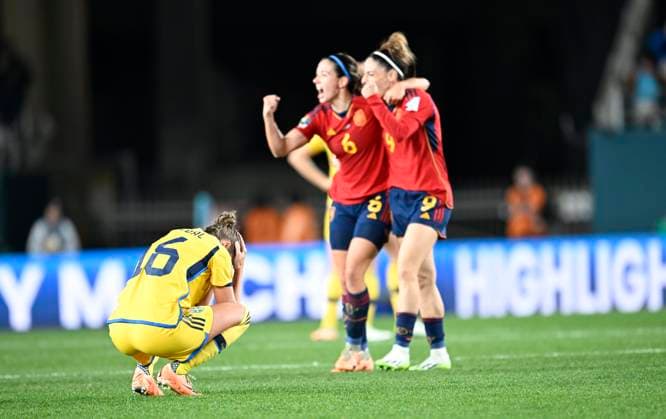 Bilder des Jahres 2023, Sport 08 August Sport Themen der Woche KW33 Sport Bilder des Tages AUCKLAND 20230815 Sveriges Filippa Angeldahl efter förlusten mot Spanien semifinalen i fotbolls-VM pa Eden Park i Auckland, Nya Zeeland. Auckland Nya Zeeland x10050x