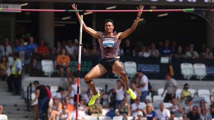 Bilder des Jahres 2023, Sport 08 August Sport Themen der Woche KW34 WM 2023 Budapest, World Athletics, Leichtathletik, athletics, Track and Field, World athletics Championships 2023 Budapest , Leichtathletik WM 2023 Budapest 19.08-27..08..2023, Budapest Ungarn, Decathlon, Zehnkampf, 1Stabhochsprung pierce Lepage Kanada