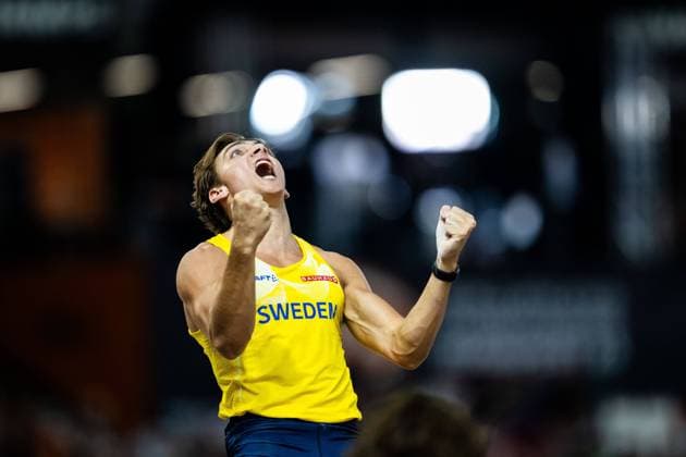 Bilder des Jahres 2023, Sport 08 August Sport Themen der Woche KW34 Sport Bilder des Tages 230826 Armand Duplantis of Sweden celebrates when competing in men?s pole vault final during day 8 of the 2023 World Athletics Championships on August 26, 2023 in Budapest. Photo: Vegard Grott BILDBYRAN kod VG JM0525 bbeng friidrott athletics friidrett 2023 world athletics championships world athletics championships budapest23 friidrotts-vm friidretts-vm vm jubel Copyright: VEGARDxGRoTT BB230826VG056