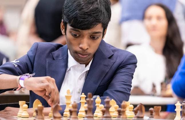 Bilder des Jahres 2023, Sport 08 August Sport Themen der Woche KW34 Sport Bilder des Tages Blitz-Schach Team Weltmeisterschaft; Rheinterasse Düsseldorf Deutschland, 27.08.2023 Rameshbabu PRAGGNANANDHAA (Team WR Chess) bei der FIDE Team-WM im Blitz-Schach in Düsseldorf am 27. August 2023 Copyright: xBEAUTIFULxSPORTS Meurerx