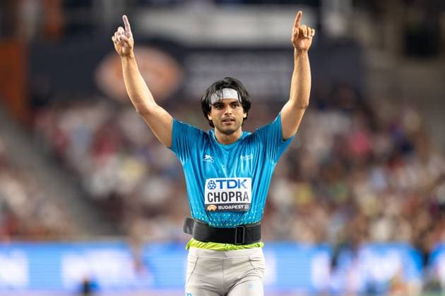 Bilder des Jahres 2023, Sport 08 August Sport Themen der Woche KW34 Sport Bilder des Tages World Athletics Championships Budapest 23; Hungary, 27.08.2023 Neeraj CHOPRA of INDIA (IND) wins the gold medal in the mens javelin throw at the World Athletics Championships Budapest 23 in Budapest, National Athletics Centre, on Sunday, 27. August 2023 Copyright: xBEAUTIFULxSPORTS TobiasxLacknerx