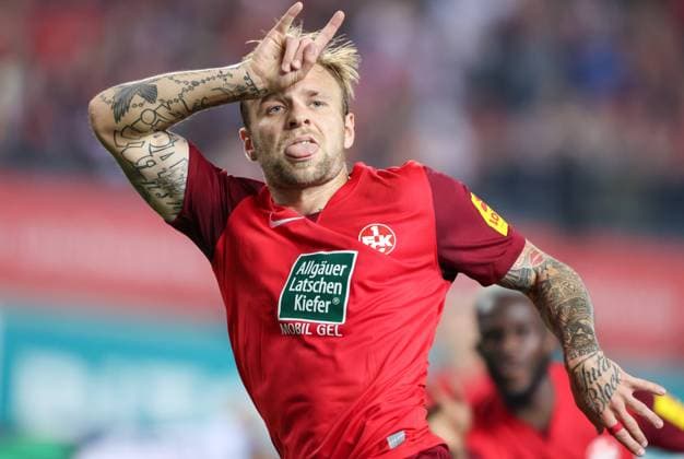 Bilder des Jahres 2023, Sport 09 September Bilder des Jahres 2023, Sport 09 September Fussball - 2. BL - 1. FC Kaiserslautern - 1. FC Nürnberg - 02.09.23, Teuflischer Jubel nach seinem Treffer - Tymoteusz Puchacz (FCK), -