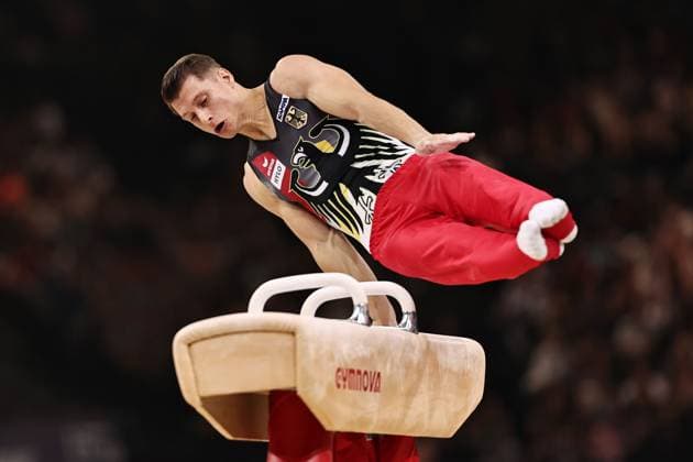 Bilder des Jahres 2023, Sport 09 September Sport Themen der Woche KW37 Sport Bilder des Tages Lukas Dauser, GER, during qualification at 2023 Les Nouveaux Internationaux De France De Gymnastique in Paris-Bercy, world cup; 16 09 2023;