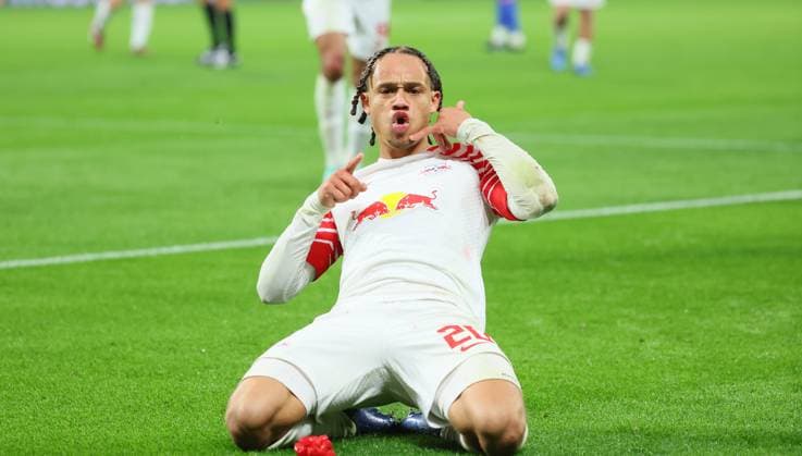 Bilder des Jahres 2023, Sport 10 Oktober Sport Themen der Woche KW43 Sport Bilder des Tages RB Leipzig - Roter Stern Belgrad Champions League Leipzig, 25.10.2023, Red Bull Arena, Fussball , UEFA Champions League, Gruppe G , 3. Spieltag, RB Leipzig vs. Roter Stern Belgrad , Im Bild: Tor für RB Leipzig. Xavi Simons (20, RB Leipzig) trifft zum 2:0 und jubelt. , Foto nur zur redaktionellen Nutzung bestimmt! . , UEFA regulations prohibit any use of photographs as image sequences and or quasi-video ,