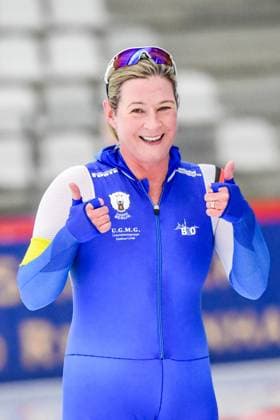 EISSCHNELLLAUF - Jubel von PECHSTEIN Claudia (EJB) bei der Deutschen Meisterschaft Einzelstrecken Eisschnelllauf über 5.000m incl. int. Invitation Race in Inzell am 28.10.2023, Deutschland, Oberbayern, Traunstein Inzell Max-Aicher-Arena Oberbayern Deutschland
