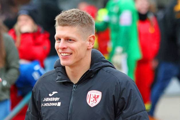 Bild: Jakub Jakubov (Greifswalder FC) --- Regionalliga Nordost Greifswalder FC (rot) gegen Berliner AK 07 (schwarz) 11.11.2023 in Greifswald Greifswalder FC gegen Berliner AK 07