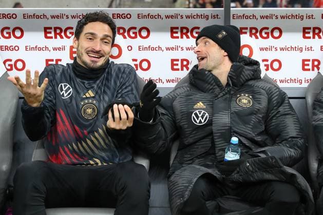 18.11.2023, xtgx, Fussball Länderspiel, Deutschland - Türkei emspor, v.l. Mats Hummels (Deutschland), Thomas Müller (Deutschland) (DFL DFB REGULATIONS PROHIBIT ANY USE OF PHOTOGRAPHS as IMAGE SEQUENCES and or QUASI-VIDEO) Berlin