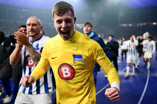 Bilder des Jahres 2023, Sport 12 Dezember Sport Themen der Woche KW49 Sport Bilder des Tages Tjark Ernst 12 (Berlin) jubelt, Hertha BSC Berlin vs. Hamburger SV, DFB-Pokal, Achtelfinale, 06.12.2023 DFB regulations prohibit any use of photographs as image sequences and or quasi-video Berlin Berlin Deutschland