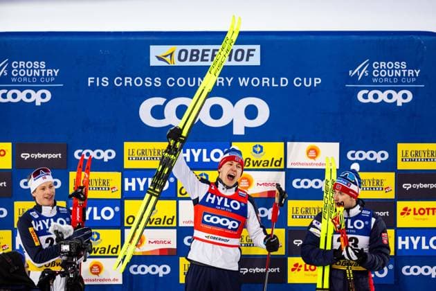 Bilder des Jahres 2024, Sport 01 Januar Sport Themen der Woche KW03 Sport Bilder des Tages 19.01.2024, GER, Skilanglauf, Maenner , Saison 2023 2024, Coop FIS Cross Country World Cup Sprint Rennen KLAEBO Johannes Hoesflot VALNES Erik JOUVE Richard 98559 Oberhof LOTTO Thüringen ARENA am Rennst Thüringen Deutschland