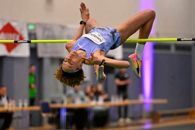 Bilder des Jahres 2024, Sport 01 Januar Sport Themen der Woche KW04 Sport Bilder des Tages GER, Internationales Hochsprungmeeting Wuppertal 26.01.2024, Wuppertal , Sporthalle Küllenhahn, GER, Internationales Hochsprungmeeting Wuppertal im Bild Mirela Demirewa ( Atletik Sf ) mit türkischem Landesrecord von 1,91m.