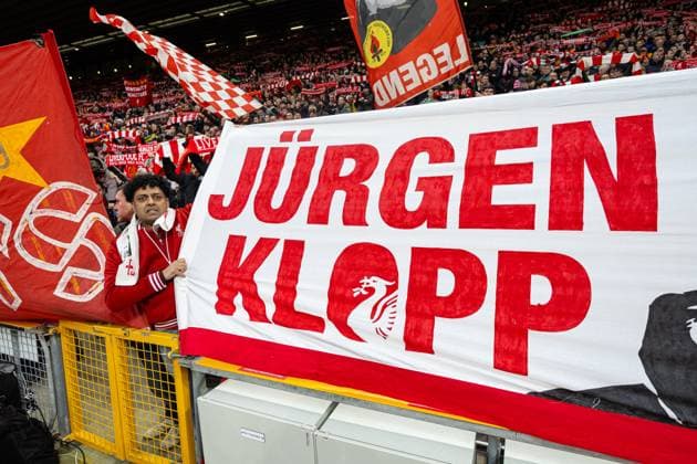 Sport Bilder des Tages Football - FA Cup - 4th Round - Liverpool FC v Norwich City FC LIVERPOOL, ENGLAND - Sunday, January 28, 2024: Liverpool supporters banner for manager Jürgen Klopp during the FA Cup 4th Round match between Liverpool FC and Norwich City FC at Anfield. (Photo by David Rawcliffe Propaganda) WIGAN DW Stadium LANCASHIRE ENGLAND  Copyright: xPropagandaxPhotoxAgencyx P2024-01-28-Liverpool_Norwich-37