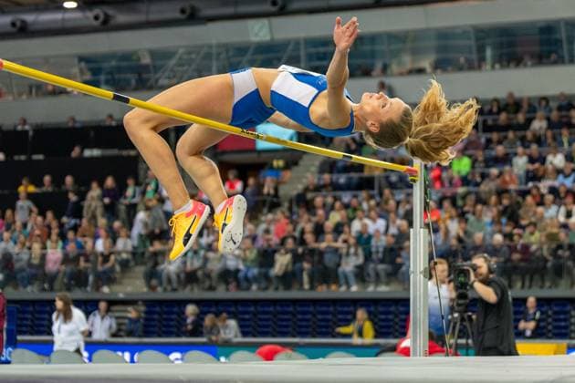 Christina Honsel (TV Wattenscheid 01, 459), Hochsprung Frauen, GER, Leichtathletik, Athletics, Deutsche Hallenmeisterschaften, 17.02.2024, GER, Leichtathletik, Athletics, Deutsche Hallenmeisterschaften, 17.02.2024 Leipzig Copyright: xStefanxMayerx EP_SMR