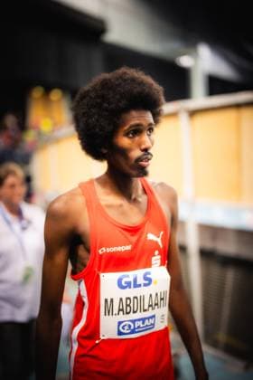 Deutsche Leichtathletik-Hallenmeisterschaften; Leipzig, 17.02.2024 Mohamed Abdilaahi (LG Olympia Dortmund) am 17.02.2024 während den 71. Deutschen Leichtathletik-Hallenmeisterschaften in der QUARTERBACK Immobilien ARENA in Leipzig Copyright: xBEAUTIFULxSPORTS Flatemerschx
