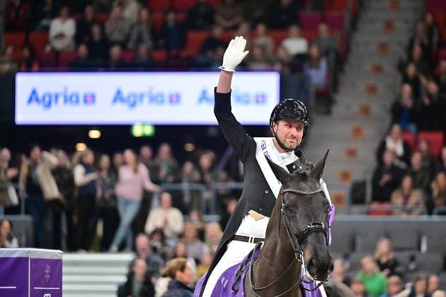 Bilder des Jahres 2024, Sport 02 Feburar Sport Themen der Woche KW08 GÖTEBORG, SVERIGE 20240224 Domien Michiels, Belgien, pa hästen Intermezzo van het Meerdaalhof vann dressyren Grand Prix Kür vid Gothenburg Horse Show pa lördagen. GÖTEBORG SVERIGE x9200x