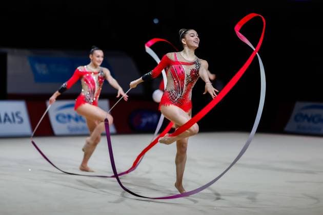 Bilder des Jahres 2024, Sport 03 März Sport Themen der Woche KW13 35th Grand Prix Internationaux de Thiais; 30.03.2024 Senior Group France (Eleonore Caburet, Ainhoa Dot, Manelle Inaho, Celia Joseph Noel, Justine Lavit, Lozea Vilarino) at All-Around; 35th Grand Prix Internationaux de Thiais on 30.03.2024 in the Palais Omnisports in Thiais (France). Copyright: xBEAUTIFULxSPORTS U.xFassbenderx