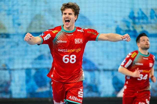 Bilder des Jahres 2024, Sport 03 März Sport Themen der Woche KW13 Sport Bilder des Tages Bietigheim, 31. Maerz 2024: 2. HBL - 23 24 - SG BBM Bietigheim vs. TUSEM Essen Tim Mast (TUSEM Essen) Jubel Freude Emotion Torjubel Torschuetze Torschütze Bietigheim-Bissingen Egetrans Arena Baden-Württemberg Deutschland