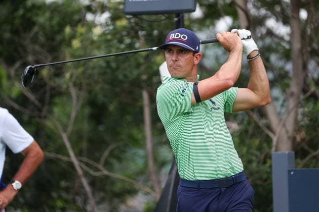 FORT WORTH, TX - MAY 24: Billy Horschel (USA) hits from the 9th tee during the Charles Schwab Challenge on May 24, 2024 at Colonial Country Club in Fort Worth, TX. (Photo by George Walker Icon Sportswire) GOLF: MAY 24 PGA, Golf Herren Charles Schwab Challenge EDITORIAL USE ONLY Icon240524031