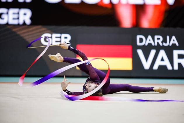 Bilder des Jahres 2024, Sport 05 Mai Sport Themen der Woche KW21 Sport Bilder des Tages 40th European Championships in Rhythmic gymnastics, Rhythmische Sportgymnastik, RSG 26.05.2024 Darja Varfolomeev (GER) at apparatus finals; 40th European Championships in Rhythmic Gymnastics on 26.05.2024 in the Papp László Arena in Budapest (Hungary). Copyright: xBEAUTIFULxSPORTS U.xFassbenderx