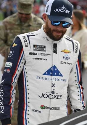 CHARLOTTE, NC - MAY 26: Ross Chastain ( 1 TrackHouse Racing Jockey x Folds of Honor Chevrolet) looks on prior to the running of the NASCAR, Motorsport, USA Cup Series Coca-Cola 600 on May 26, 2024, at Charlotte Motor Speedway in Concord, NC. (Photo by Jeffrey Vest Icon Sportswire) AUTO: MAY 26 NASCAR Cup Series Coca-Cola 600 EDITORIAL USE ONLY Icon240526724
