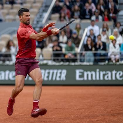 (240529) -- PARIS, May 29, 2024 -- Novak Djokovic hits a return during the men s singles first round match between Novak Djokovic of Serbia and Pierre-Hugues Herbert of France at the French tennis tournament at Roland Garros in Paris, France, on May 28, 2024. ) (SP)FRANCE-PARIS-TENNIS-FRENCH OPEN-MEN S SINGLES MengxDingbo