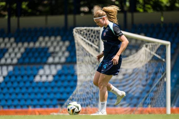 240603 Signe Gaupset of the Norwegian women s national football team during a training session on June 3, 2024 in Ferrara. Photo: Marius Simensen BILDBYRAN COP 238 bbeng dam football fotball fotboll norge norway practice soccer training trening träning uefa women s EURO Qualifier, EM, Europameisterschaft Copyright: MARIUSxSIMENSEN BB240603BB342