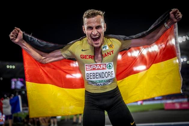 Bilder des Jahres 2024, Sport 06 Juni Sport Themen der Woche KW24 Sport Bilder des Tages Leichtathletik-Europameisterschaften; Rom, 10.06.2024 Karl BEBENDORF (GER) gewinnt Bronze über 3000m Hindernis und schreit seine Freude heraus; Leichtathletik-Europameisterschaften am 10.06.24 im in Rom, Italien. Copyright: xBEAUTIFULxSPORTS AxelxKohringx