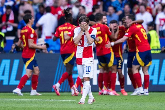Bilder des Jahres 2024, Sport 06 Juni Sport Themen der Woche KW24 Sport Bilder des Tages 240615 Luka Modric of Croatia looks dejected after 3-0 during the UEFA EURO, EM, Europameisterschaft,Fussball 2024 Football Championship match between Spain and Croatia on June 15, 2024 in Berlin. Photo: Mathias Bergeld BILDBYRAN kod MB MB0935 fotboll football soccer fotball fotbolls-em europamästerskap em uefa euro uefa european football championship euro 2024 spanien spain kroatien croatia bbeng depp Copyright: MATHIASxBERGELD BB240615MB080