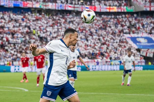 240620 Trent Alexander-Arnold of England during the UEFA EURO, EM, Europameisterschaft,Fussball 2024 Football Championship match between Denmark and England on June 20, 2024 in Frankfurt. Photo: Mathias Bergeld BILDBYRAN kod MB MB0939 fotboll football soccer fotball fotbolls-em europamästerskap em uefa euro uefa european football championship euro 2024 danmark denmark england bbeng Copyright: MATHIASxBERGELD BB240620MB065