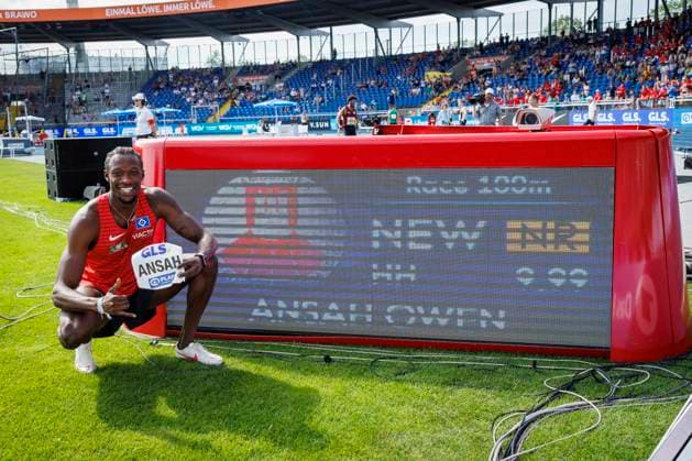 Bilder des Jahres 2024, Sport 06 Juni Sport Themen der Woche KW26 Sport Bilder des Tages Deutsche Leichtathletik-Meisterschaften; Braunschweig, 29.06.2024 Owen Ansah (Hamburger SV) läuft neuen Deutschen Rekord über 100m in 9,99s; Deutsche Leichtathletik-Meisterschaften am 29.06.2024 im Eintracht-Stadion, Braunschweig (Niedersachsen). Copyright: xBEAUTIFULxSPORTS AxelxKohringx